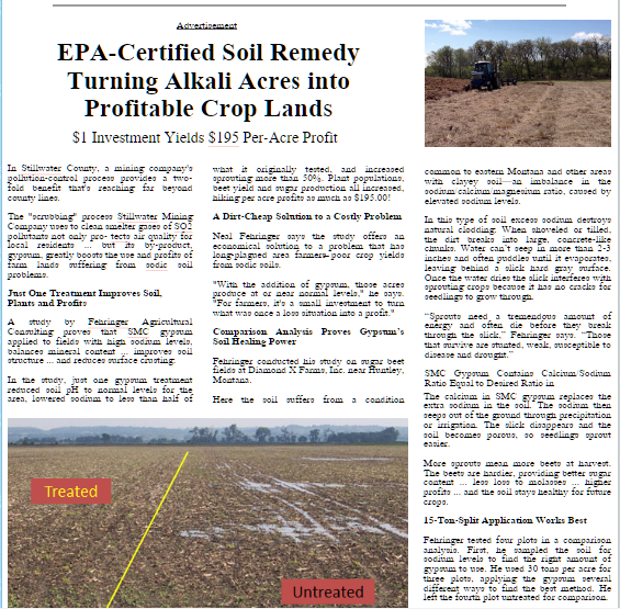 stillwater mining company gypsum advertorial image